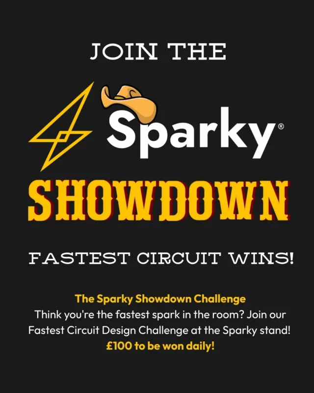 🚀 Sparky Showdown – Fastest Circuit Wins!

Think you're the fastest spark in the room? Join Sparky's Fastest Circuit Design Challenge on their stand at #ElexShow Coventry! Set up a full circuit design in record time using the Sparky app.

🏆 Daily Prizes:
· 1st Place: £100 Amazon voucher + magnetic wristband + 3 months free app access
· 2nd Place: Magnetic wristband + 3 months free app access
∙ 3rd Place: 3 months free app access

Winners drawn daily. Bragging rights included.
📍 Visit Sparky's stand and take the challenge!

💥 Show Offer:
Get 4 months free when you sign up for an annual plan.*
*Includes a 2-week money-back guarantee.

Grab your FREE ticket now via the link in our bio! 🎟